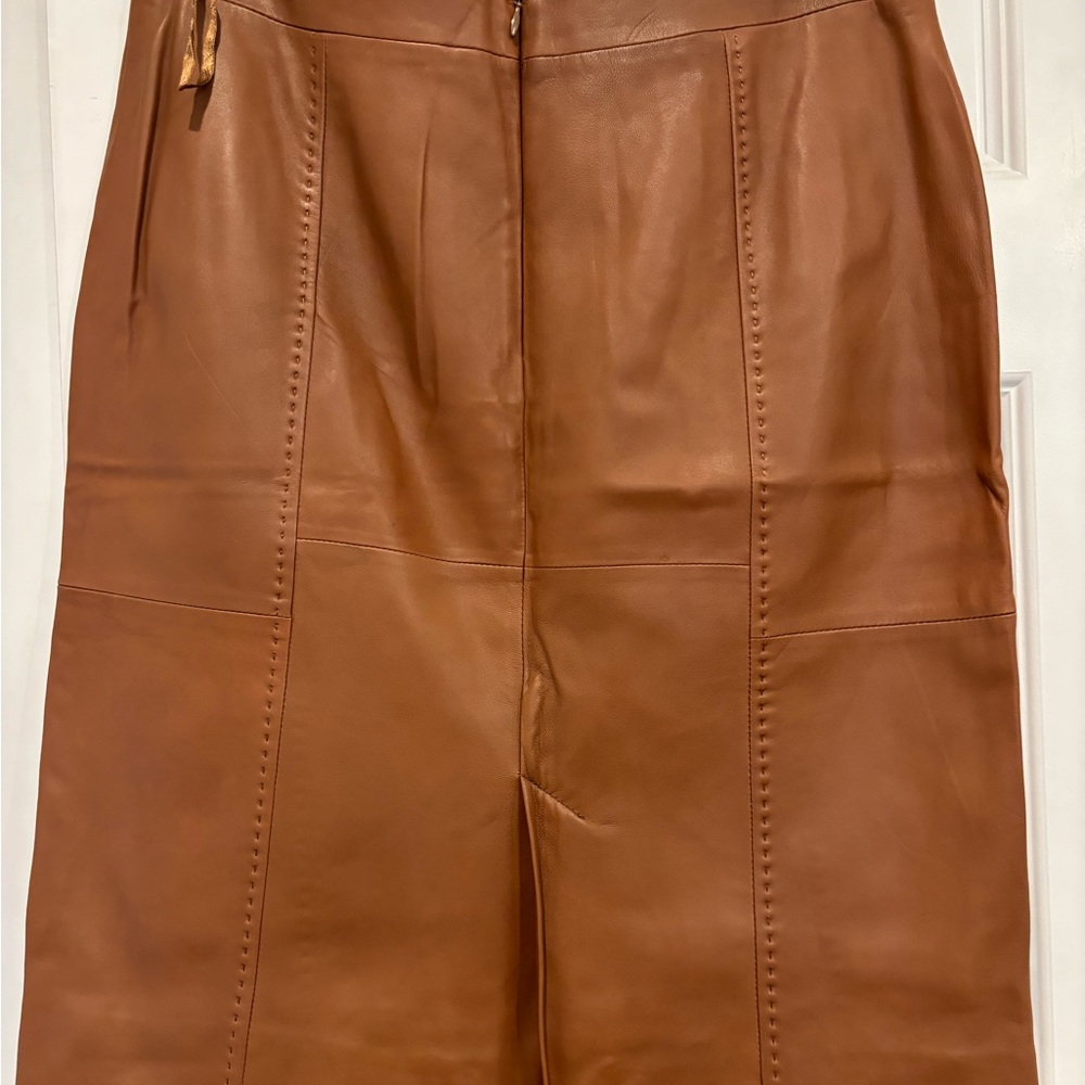 Brooks Brothers Brown Leather Skirt